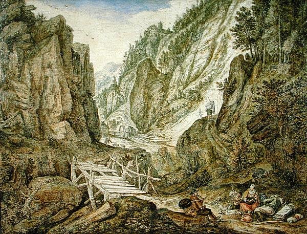 Bergigt landskap av Herman the Younger Saftleven