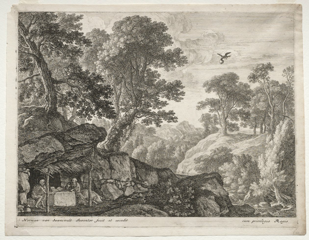 Landskap med Sts. Paul och Anthony. av Herman van Swanevelt