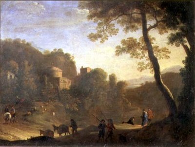 Landskap med figurer av Herman van Swanevelt