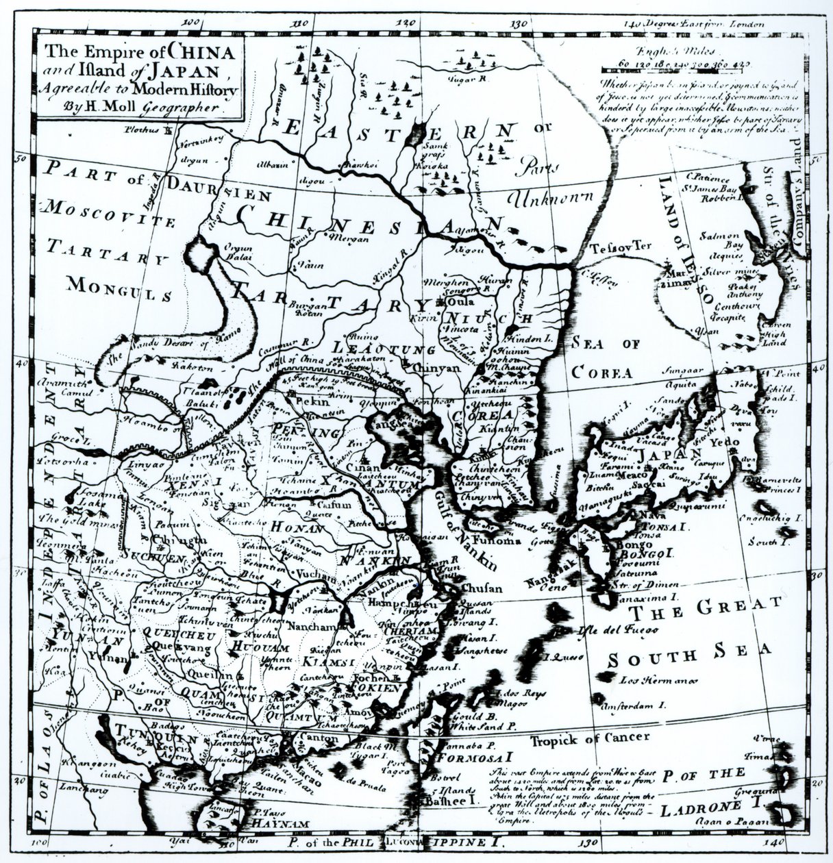 The Empire of China och Island of Japan, pub. i London av Hermann Moll