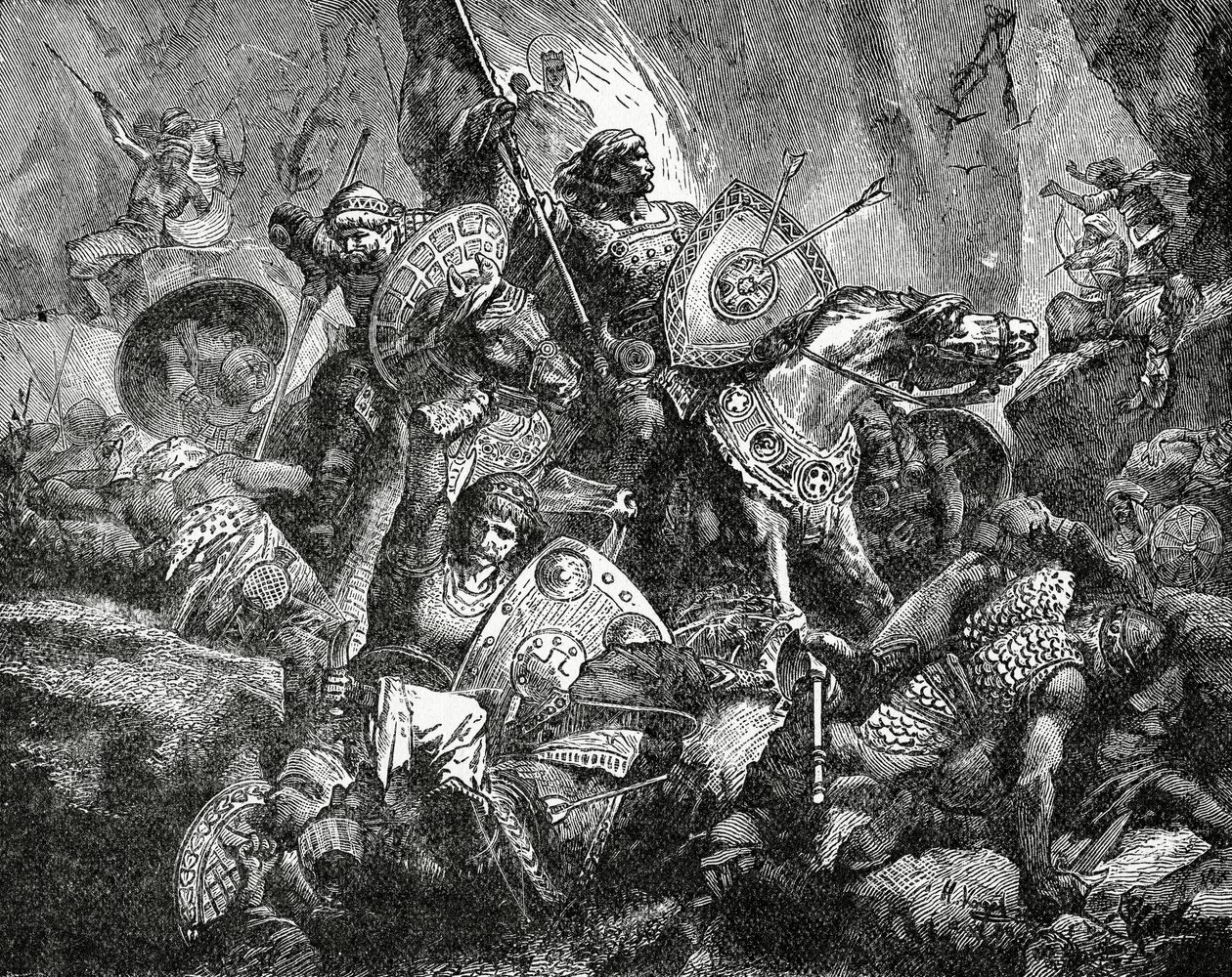 Slaget i passet av Ronceveaux den 15 augusti 778, c.1890 av Hermann Vogel