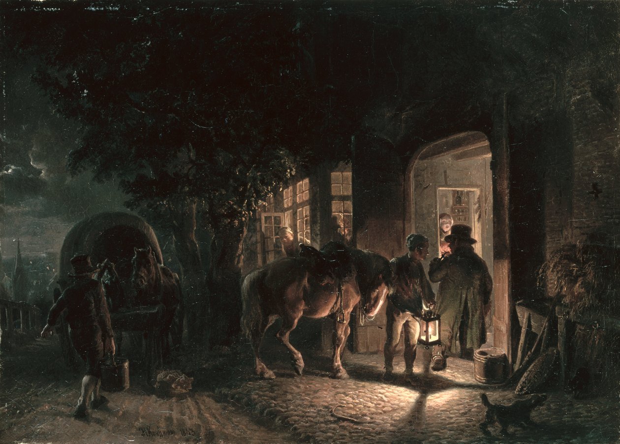 Framför puben, 1843 av Hermann Kauffmann
