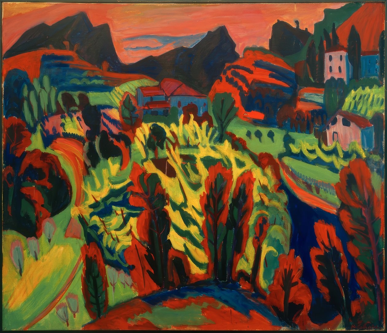 Ticino bergslandskap av Hermann Scherer