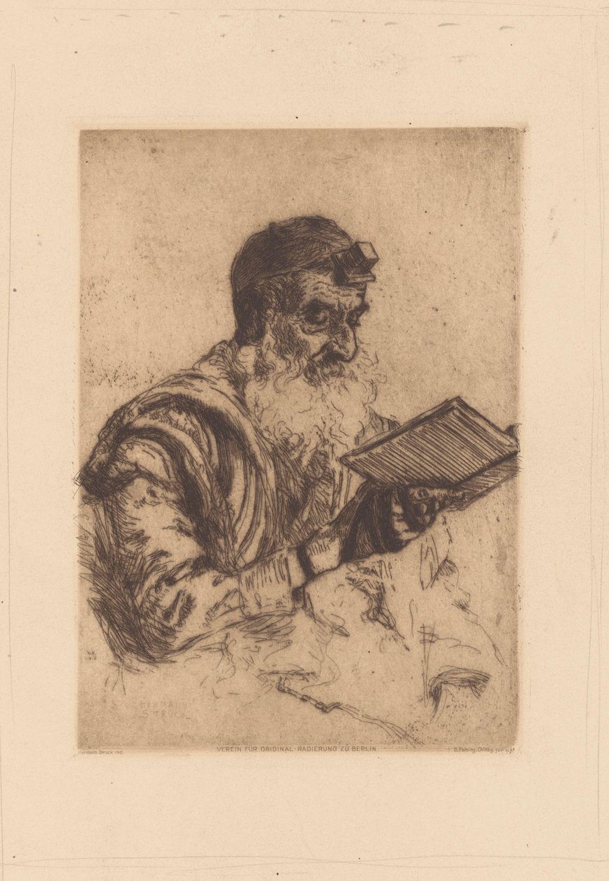 Bedande judisk man av Hermann Struck (signed by artist)