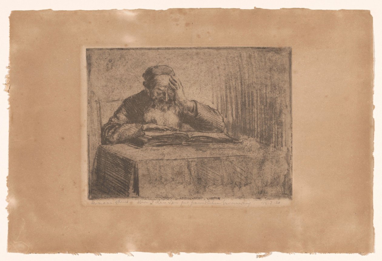 Läsande judisk man av Hermann Struck (signed by artist)