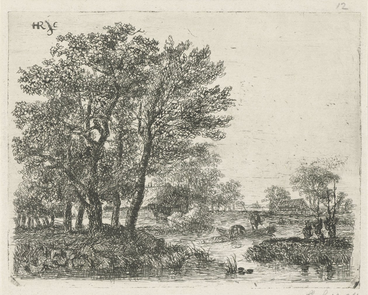 Fiskare i en båt av Hermanus Jan Hendrik van Rijkelijkhuysen