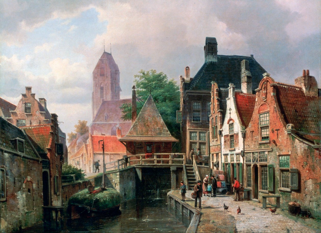 Utsikt över Oudewater, c1867 av Hermanus Koekkoek