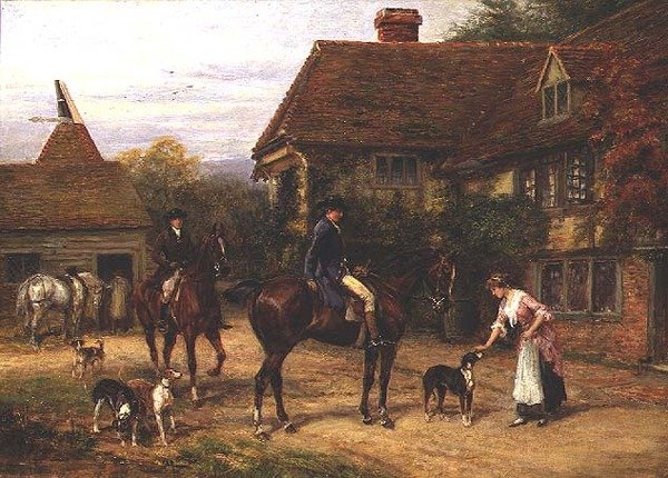 Morgonens samtal (olja på duk) av Heywood Hardy