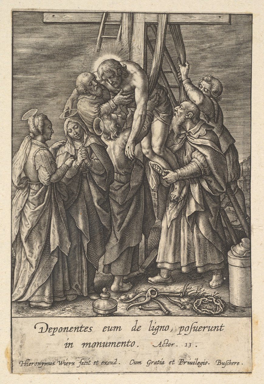 Nedstigning från korset, före 1619. av Hieronymous Wierix