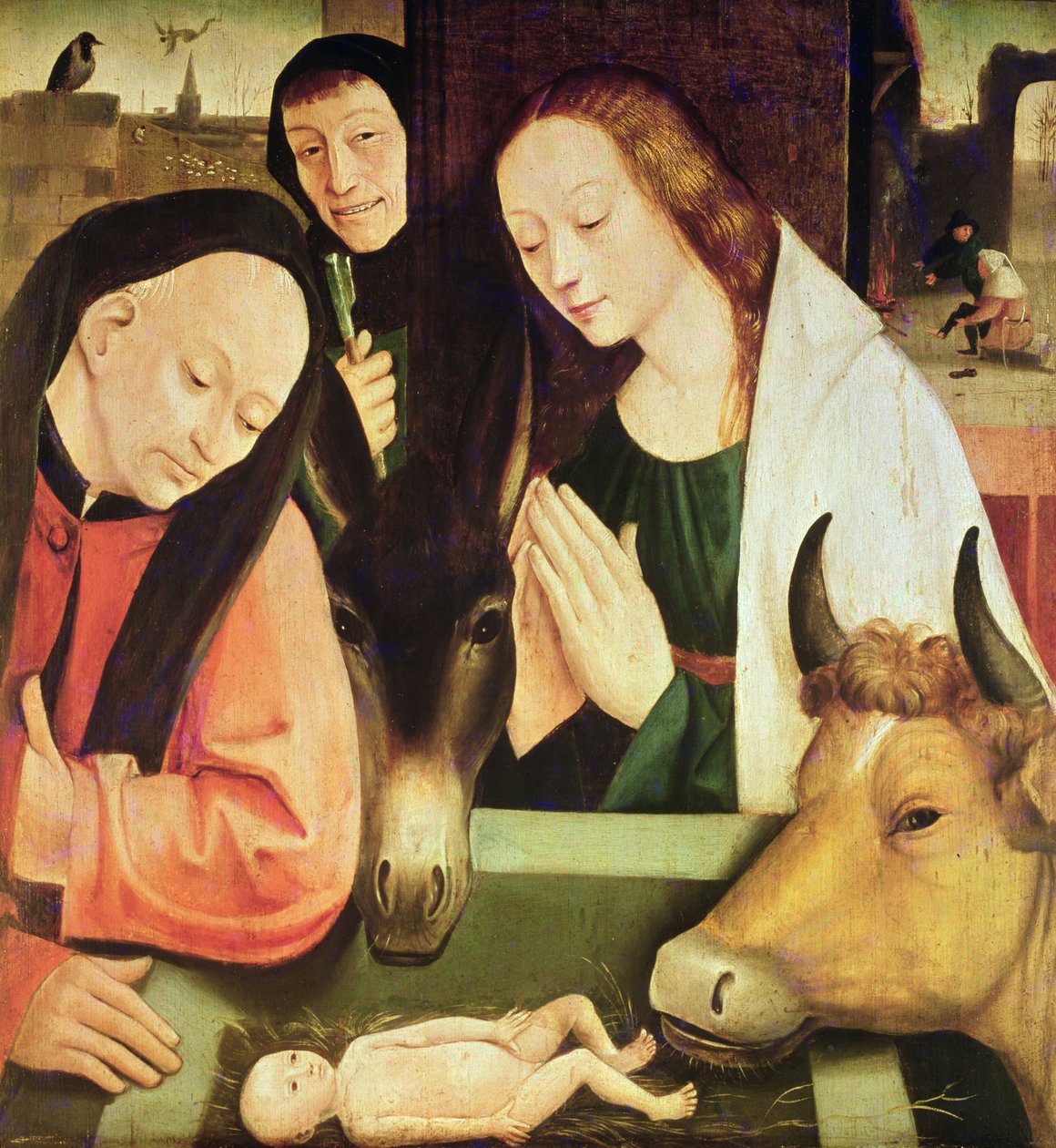 Tillbedjan av herdarna (olja på ekpanel) av Hieronymus Bosch