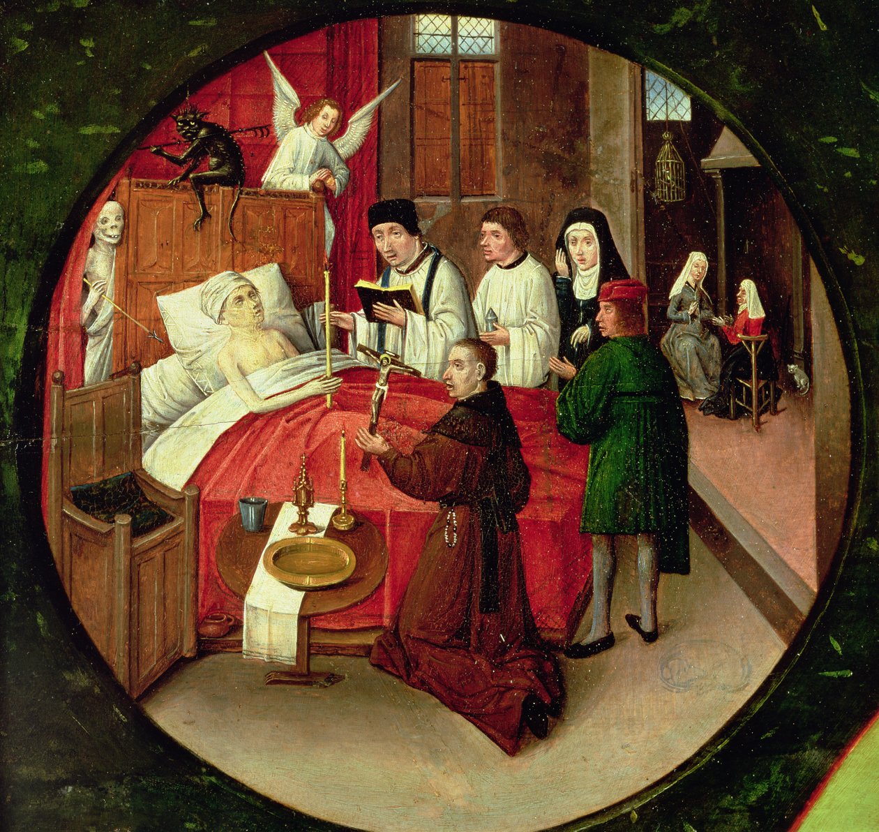 Döden, detalj från Tabellen över de sju dödssynderna och de fyra sista sakerna (detalj av 68744) av Hieronymus Bosch