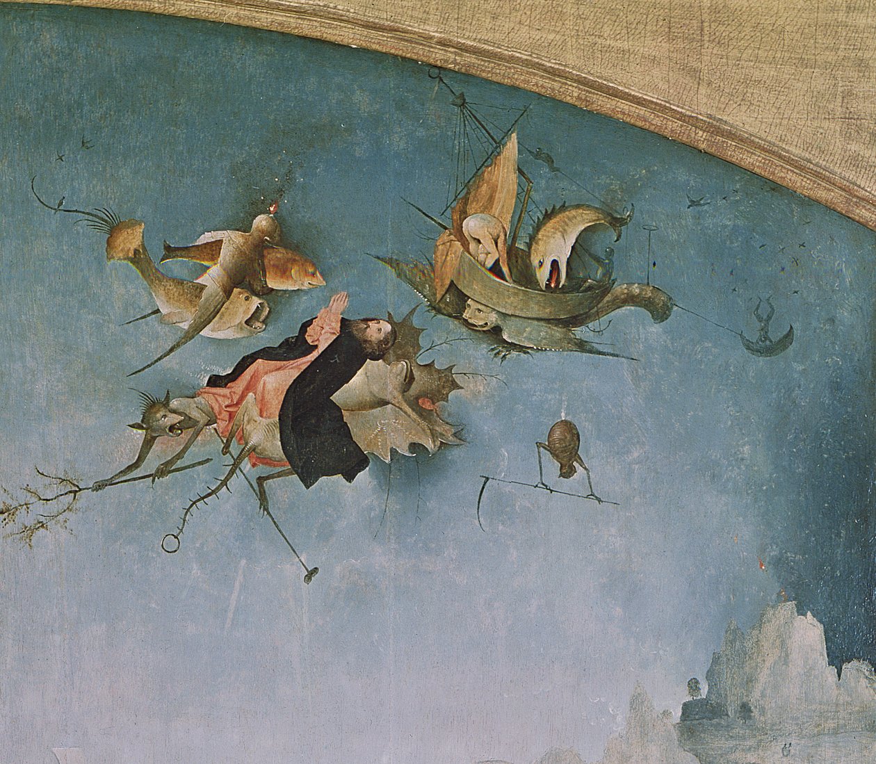 Detalj av den vänstra panelen, från Triptych of the Temptation of St. Anthony (detalj av 159327) av Hieronymus Bosch