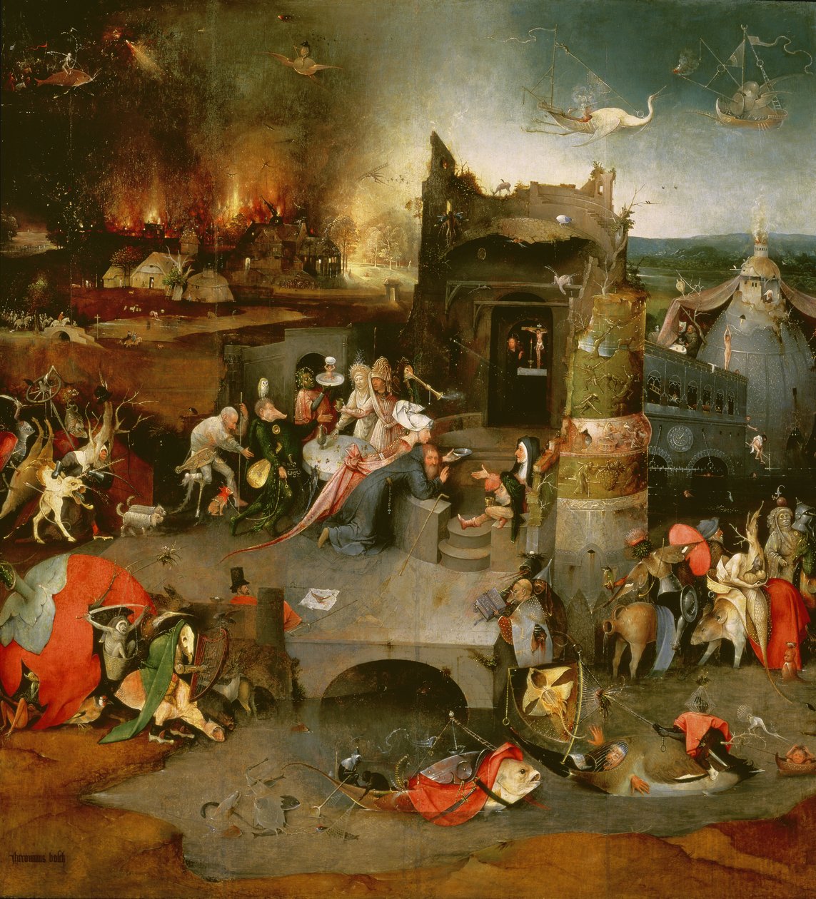 Temptation of St. Anthony (mittpanel) (detalj av 59834) (se även 35965, 44162, 59834, 67838, 67839 och 29108), av Hieronymus Bosch