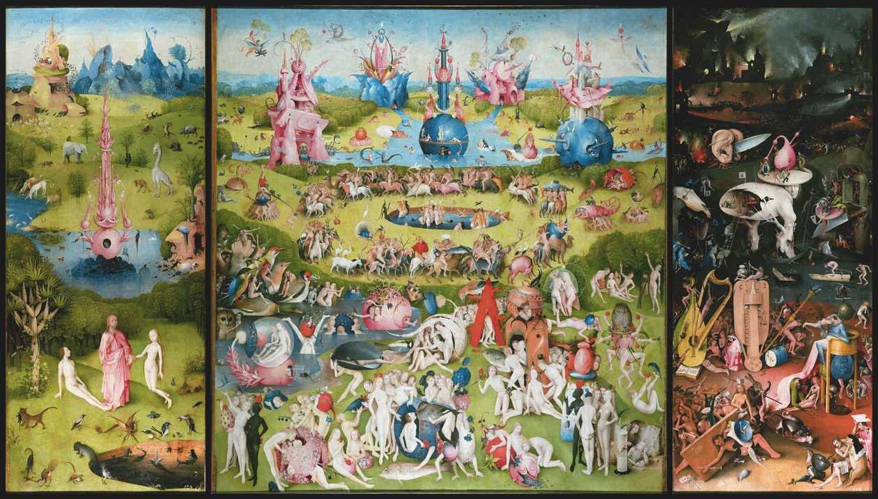 De jordiska lustarnas trädgård, 1490-1500 av Hieronymus Bosch