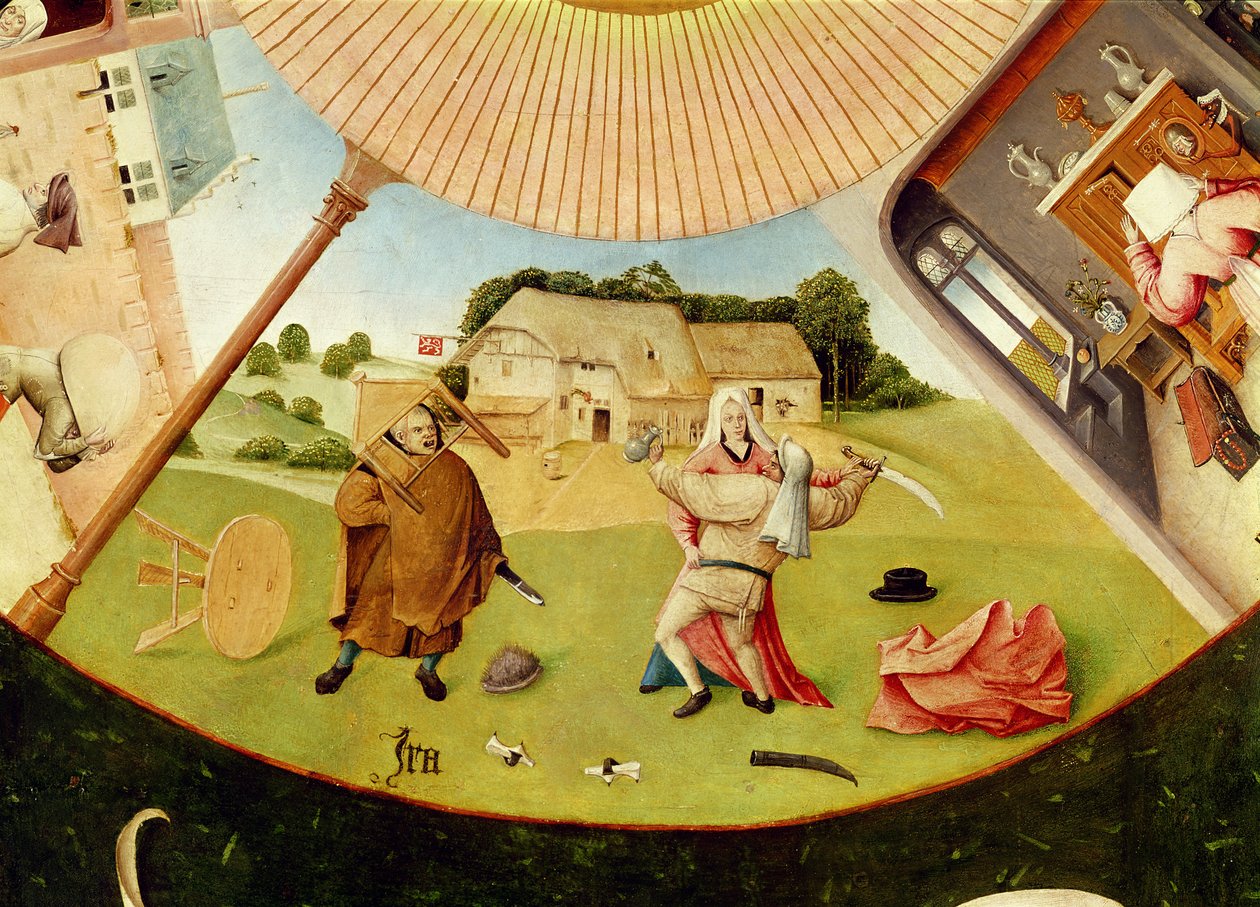 Wrath, detalj från tabellen över de sju dödssynderna och de fyra sista sakerna, ca 1480 av Hieronymus Bosch