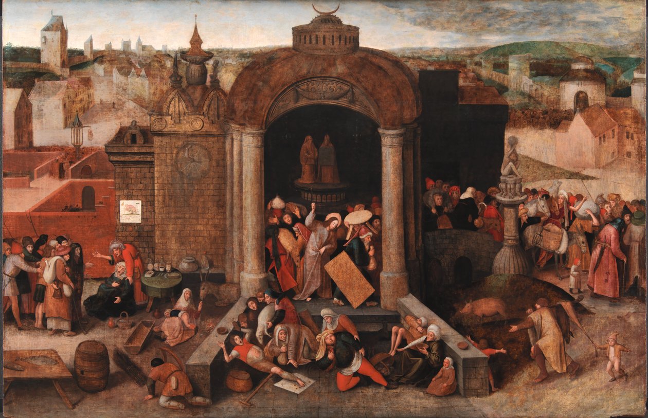 Kristus driver handlarna från templet av Hieronymus Bosch