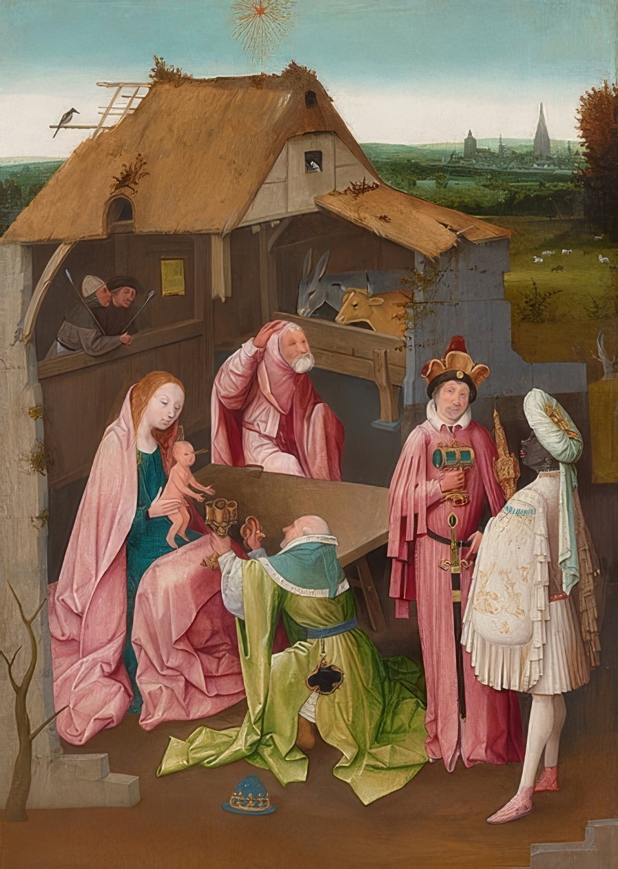 Tillbedjan av Magi. Omkring 1490-1510 av Hieronymus Bosch