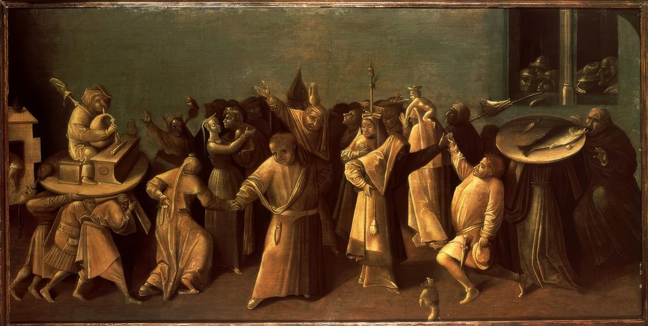 Slaget vid karnevalen med fasta av Hieronymus Bosch