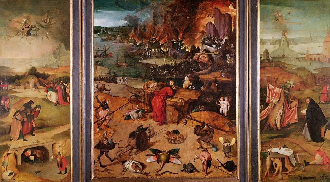 Triptyk av frestelsen av St. Anthony av Hieronymus Bosch