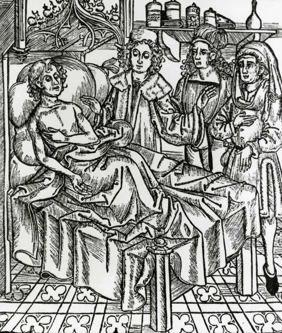 Läkare undersöker spetälska av Hieronymus Brunschwig