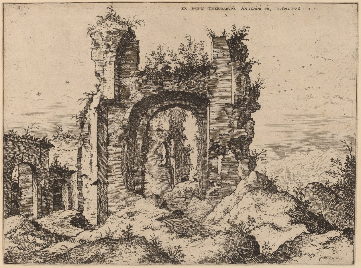 Utsikt över Caracalla-baden av Hieronymus Cock