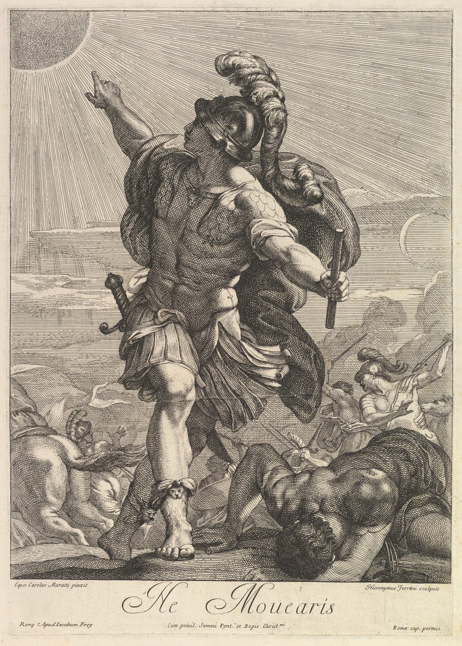 Joshua befaller solen att stå stilla. av Hieronymus Ferroni