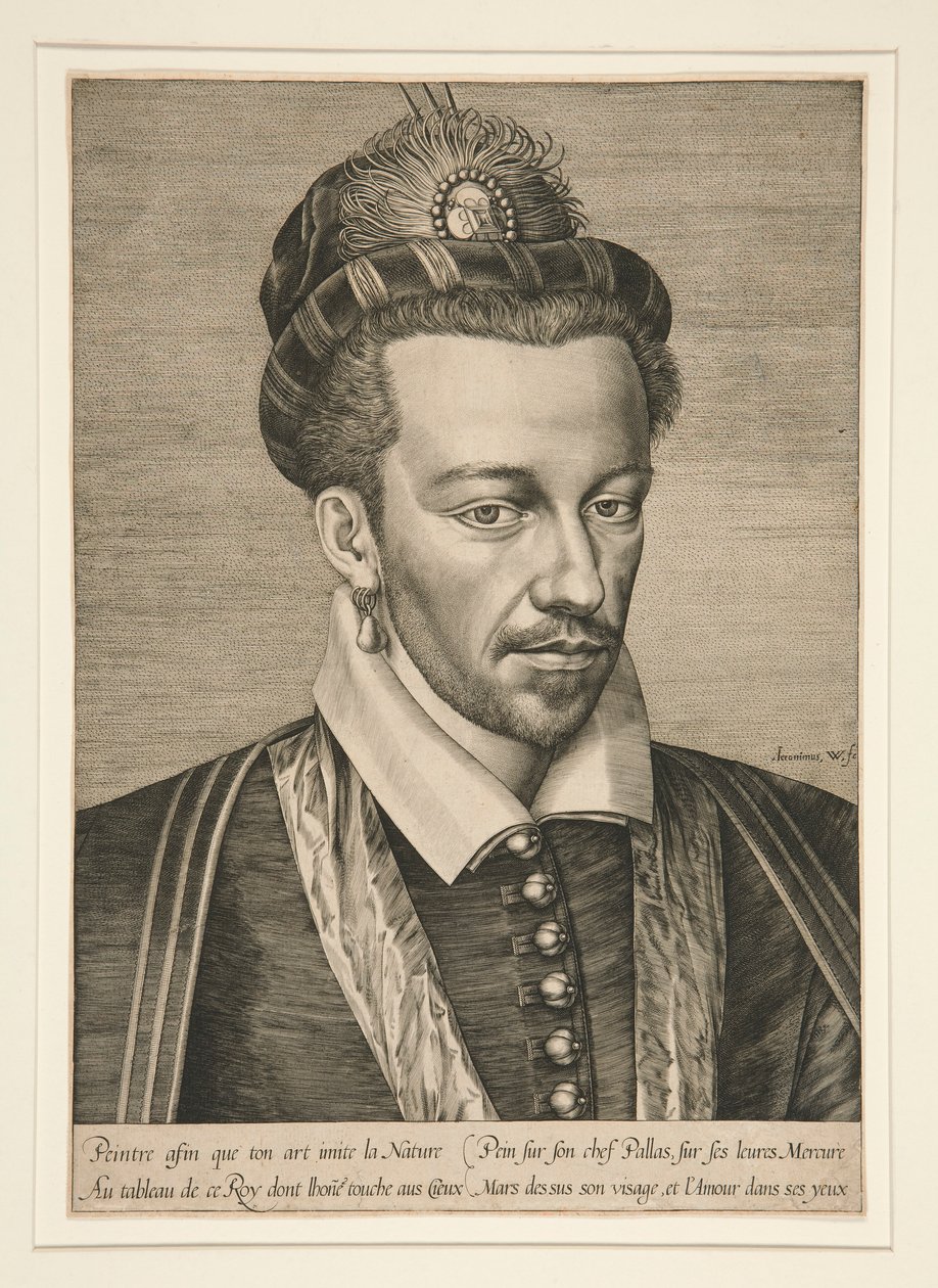 Porträtt av Henrik III av Hieronymus Wierix