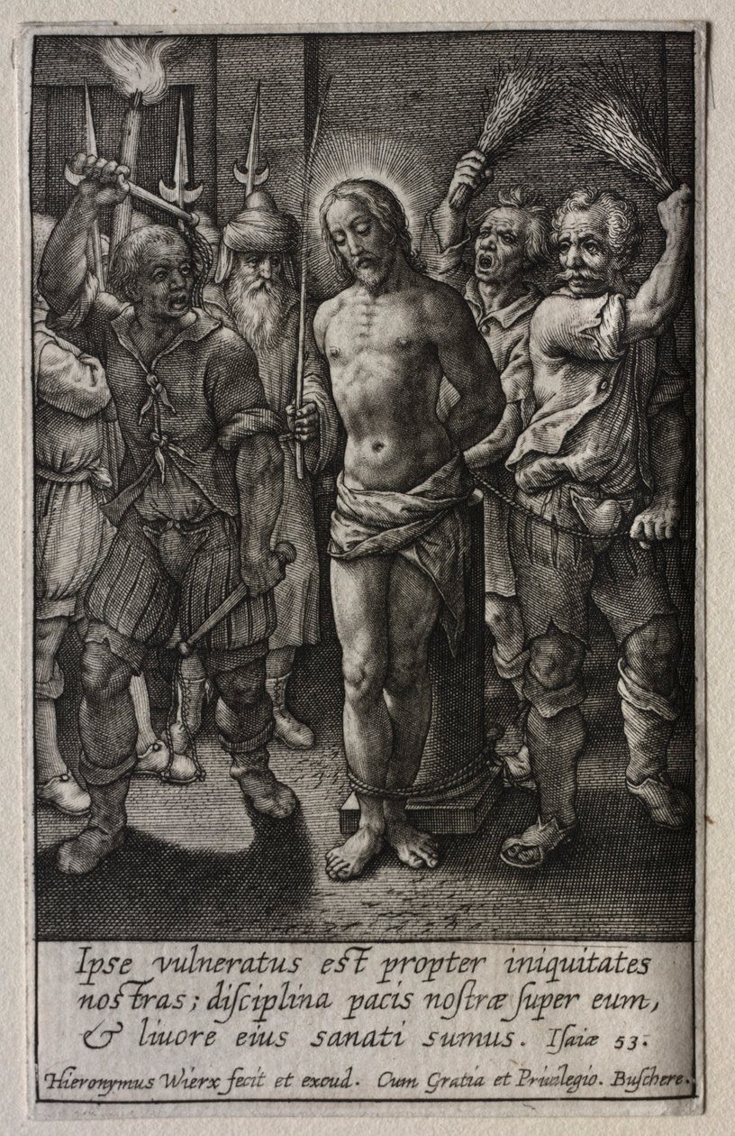 Passionen: Flagglingen. av Hieronymus or Jerome Wierix