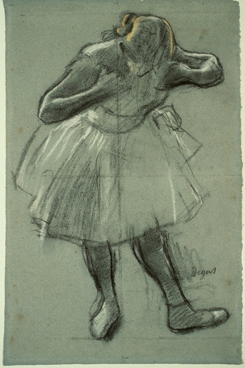 Dansare böjer sig framåt av Hilaire Germain Edgar Degas