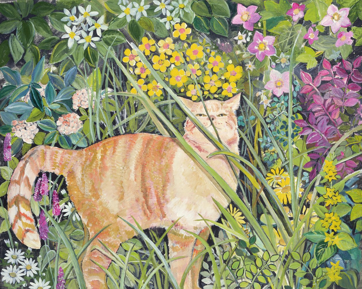 Cat and Long Grass, 1996 av Hilary Jones