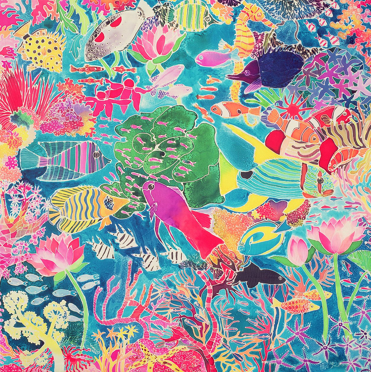 Underwater Rainbow, 1993 (färgat bläck på siden) av Hilary Simon