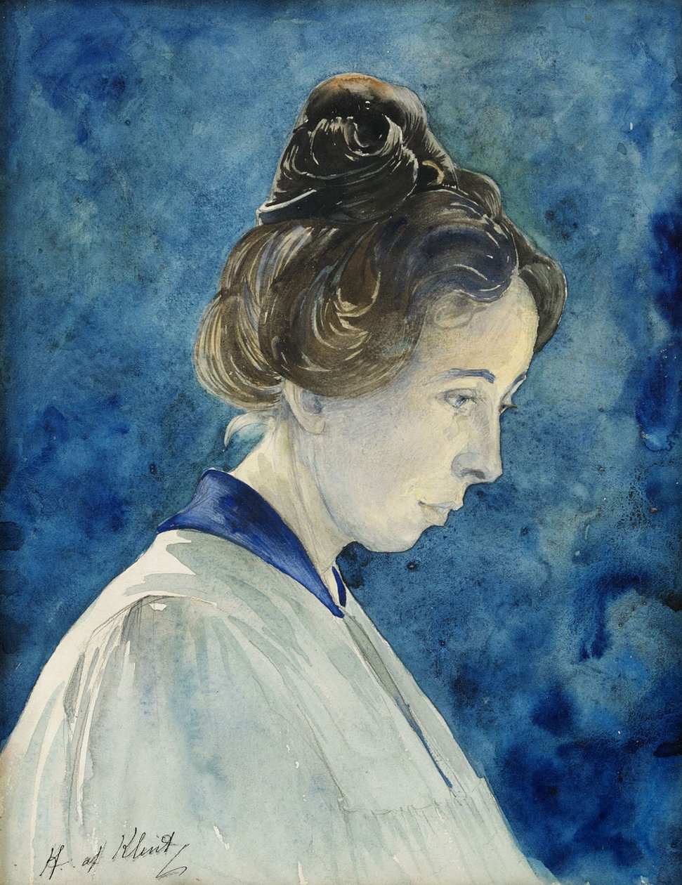 Självporträtt, ca 1890 (akvarell på papper) av Hilma af Klint