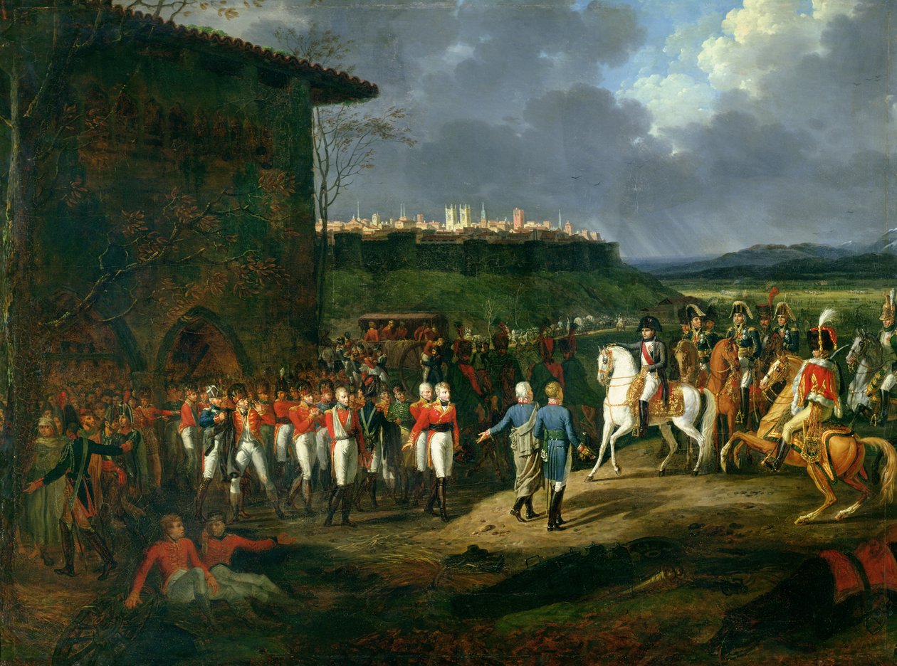 De engelska fångarna på Astorga presenteras för Napoleon Bonaparte (1769-1821) 1809, 1810 (se även 225165) av Hippolyte Lecomte