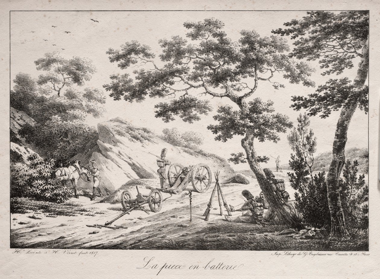 Canon redo att skjuta, 1817. av Hippolyte Lecomte
