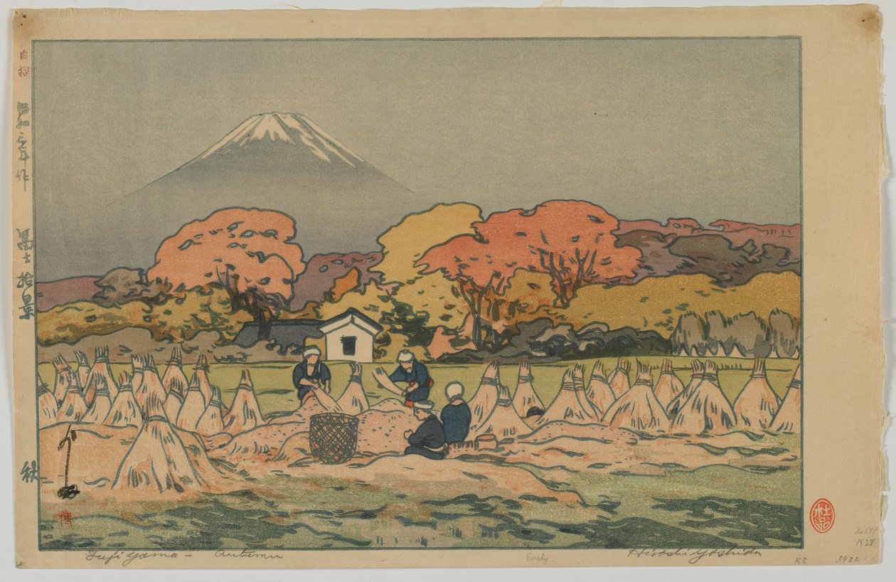Mt.Fuji - outs m, kalligrafi Ella av Hiroshi Yoshida
