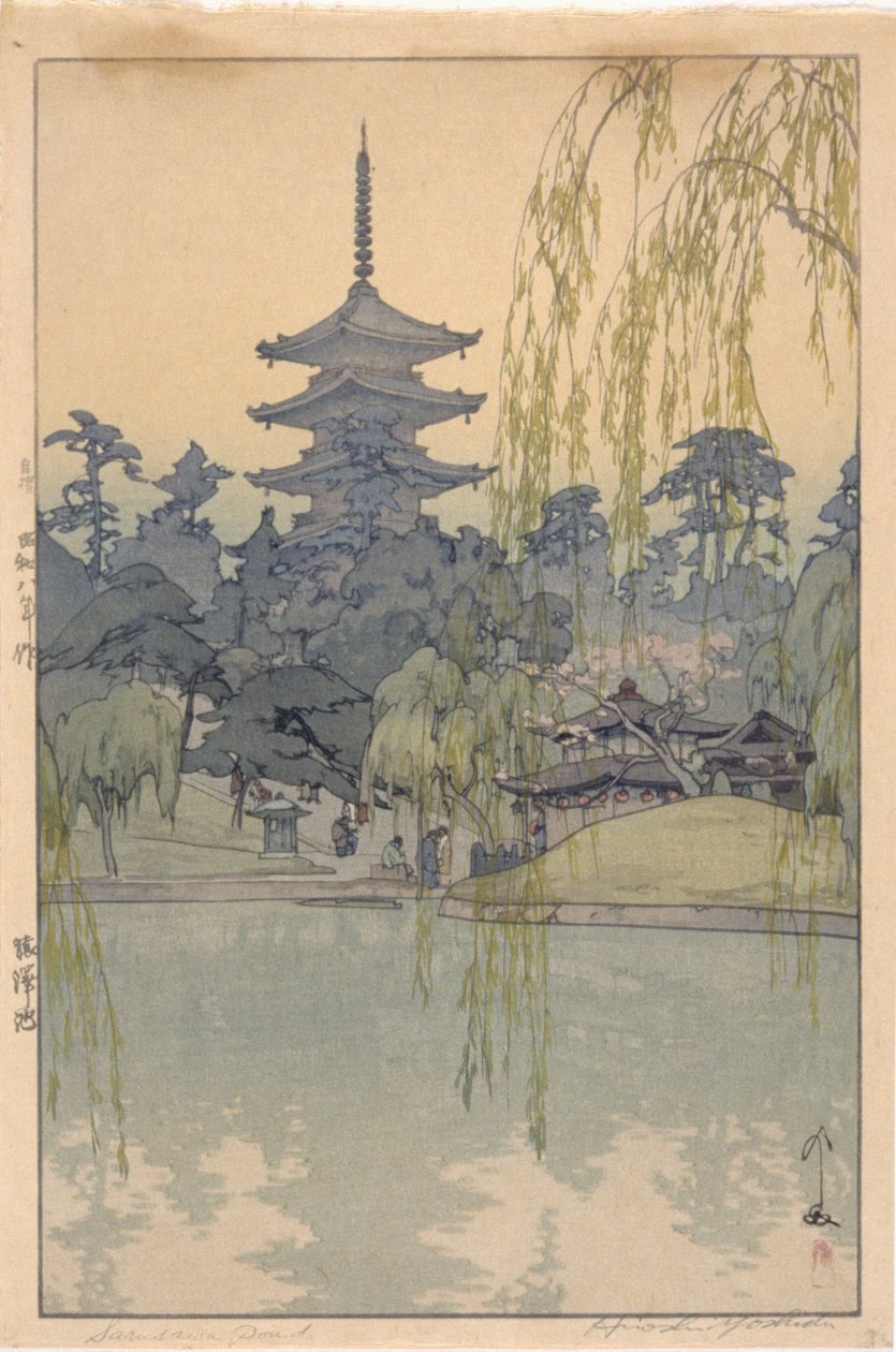 Sarusawa Pond (trätryck i färg) av Hiroshi Yoshida