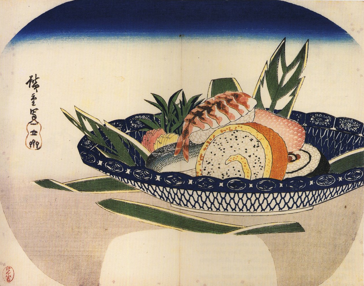 Skål med sushi av Utagawa Hiroshige