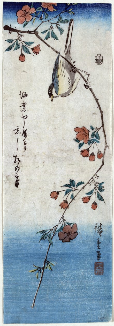 Kaido ni Shokin (liten fågel på en gren i Kaidozakura) av Utagawa Hiroshige