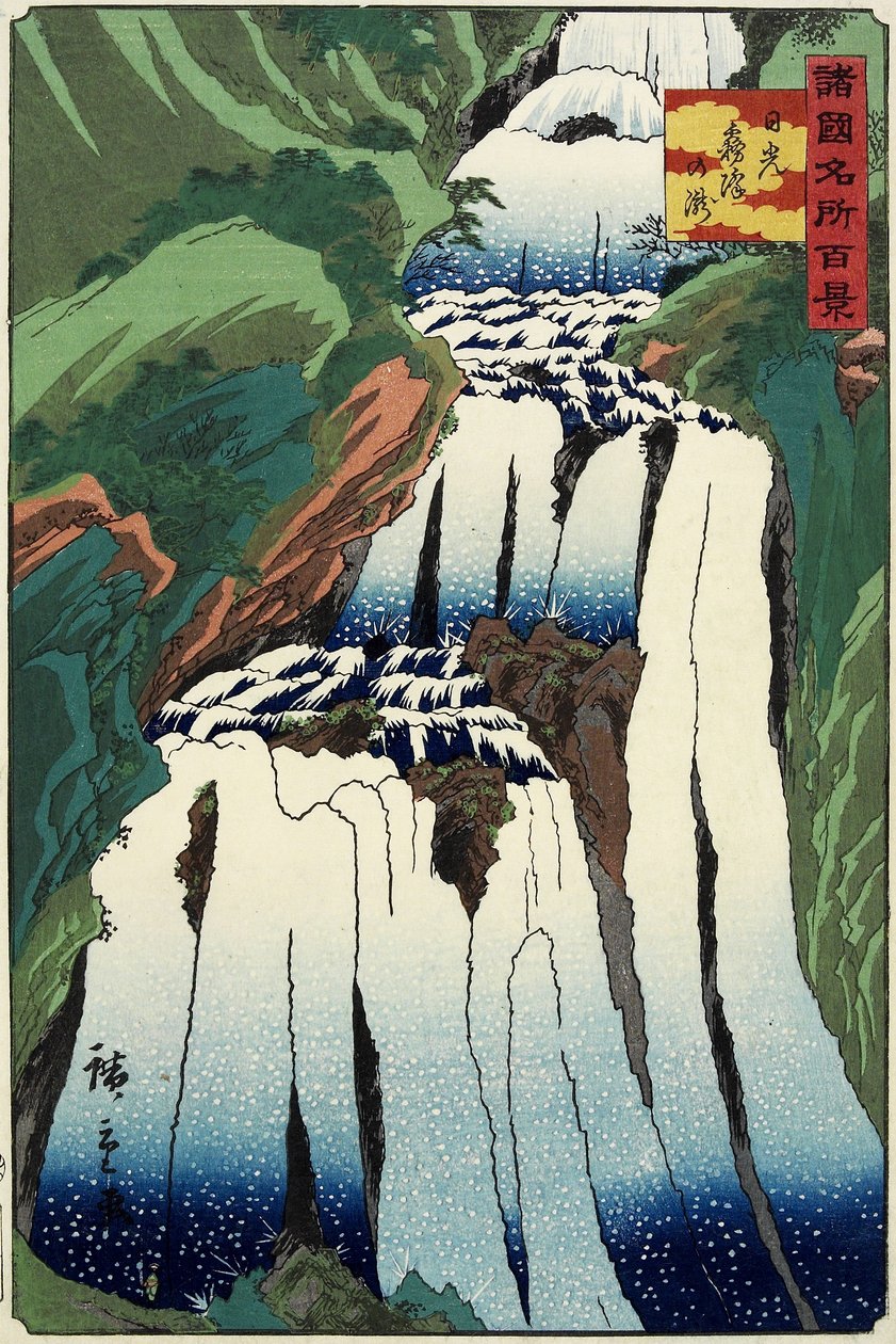 One HuMisty Fall of Nikko_, oktober 1859 av Hiroshige II