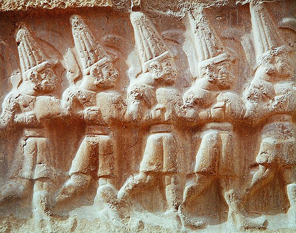 Detalj av procession av de beväpnade gudarna (sten) av Hittite