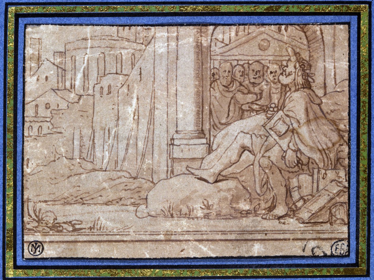 Den vise (mediterar). Teckning av Hobben. 1500-talet. av Hobben