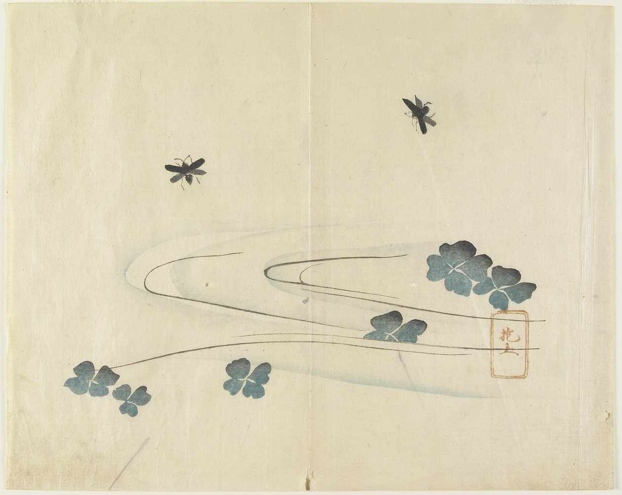 (Insekter som flyger över vatten), ca 1830 av Hogyoku