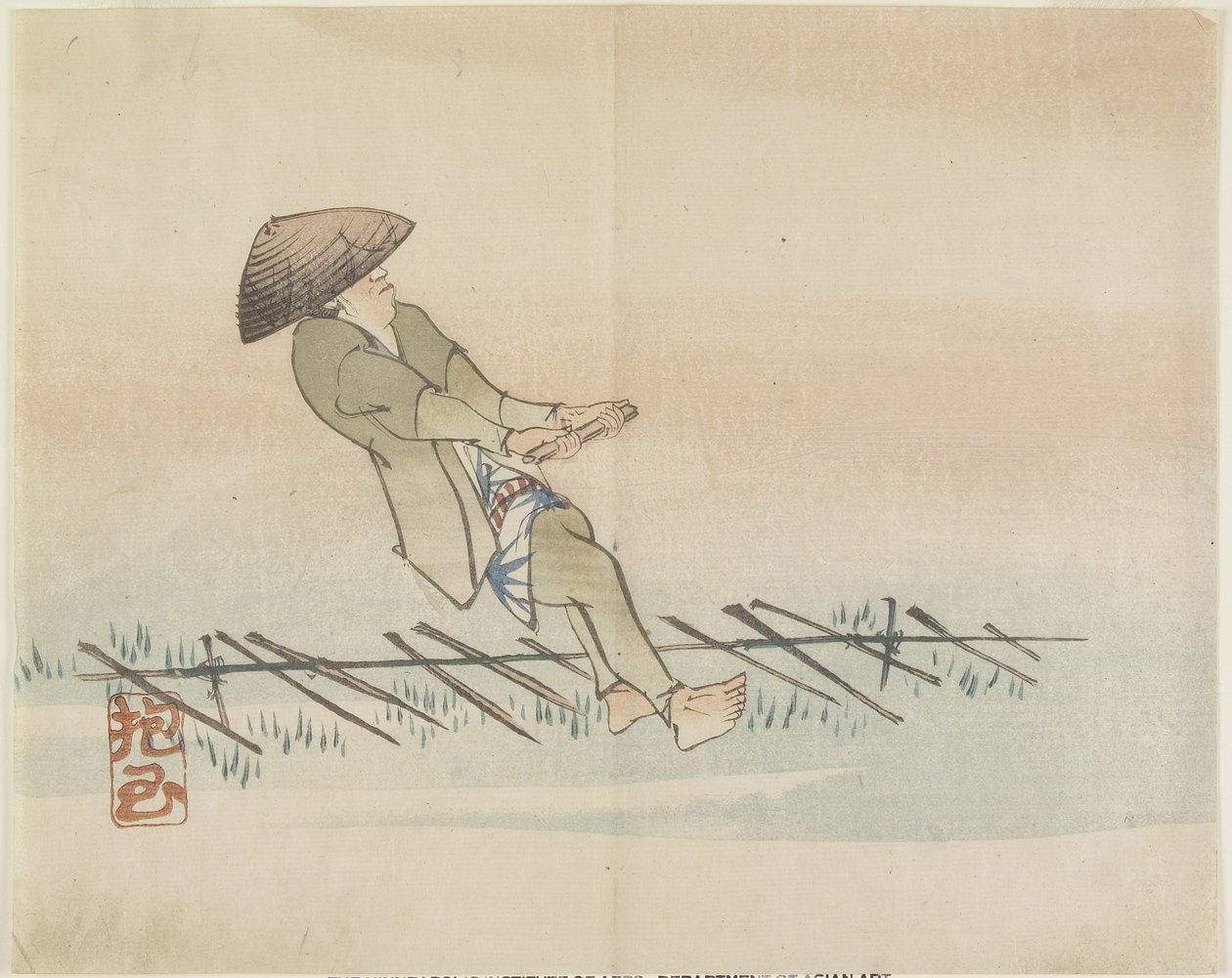 (Man Pulling Silk Thread), ca. 1830 av Hogyoku