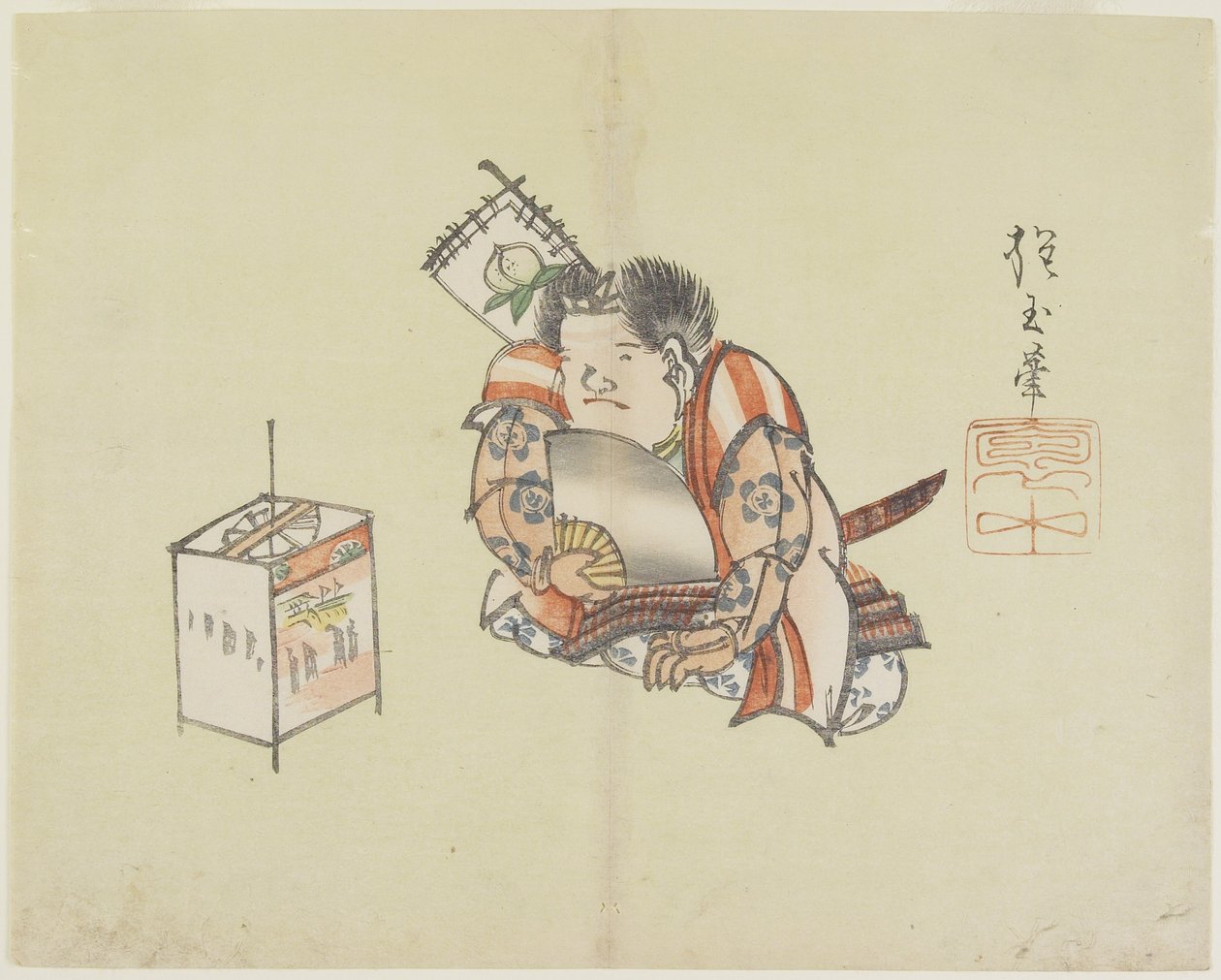 (Momotaro_ Använda en fläkt), c. 1830 av Hogyoku