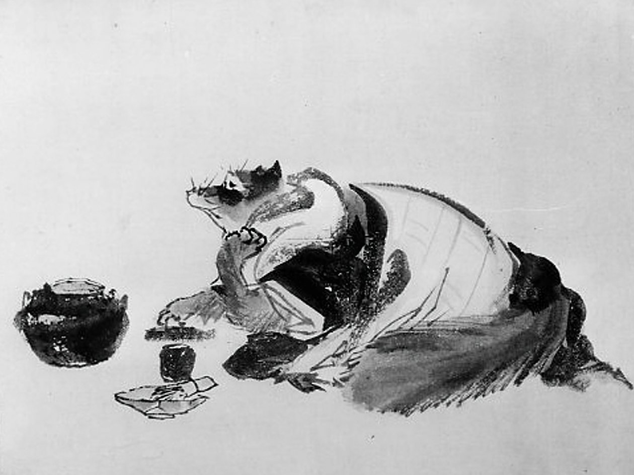 Grävling, 1800-talet. av Hokusai School.