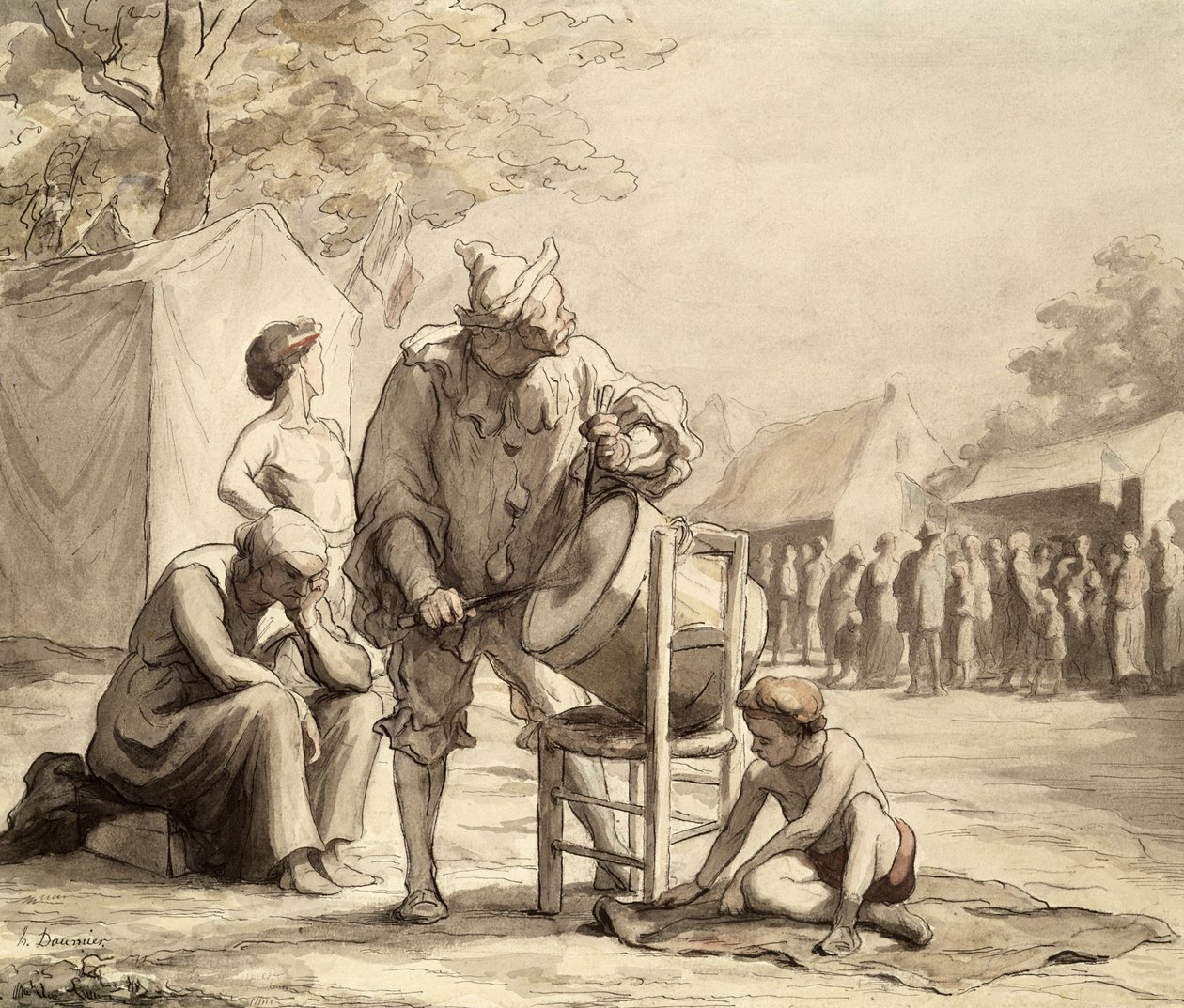 Akrobater på mässan c.1865-69 av Honoré Daumier