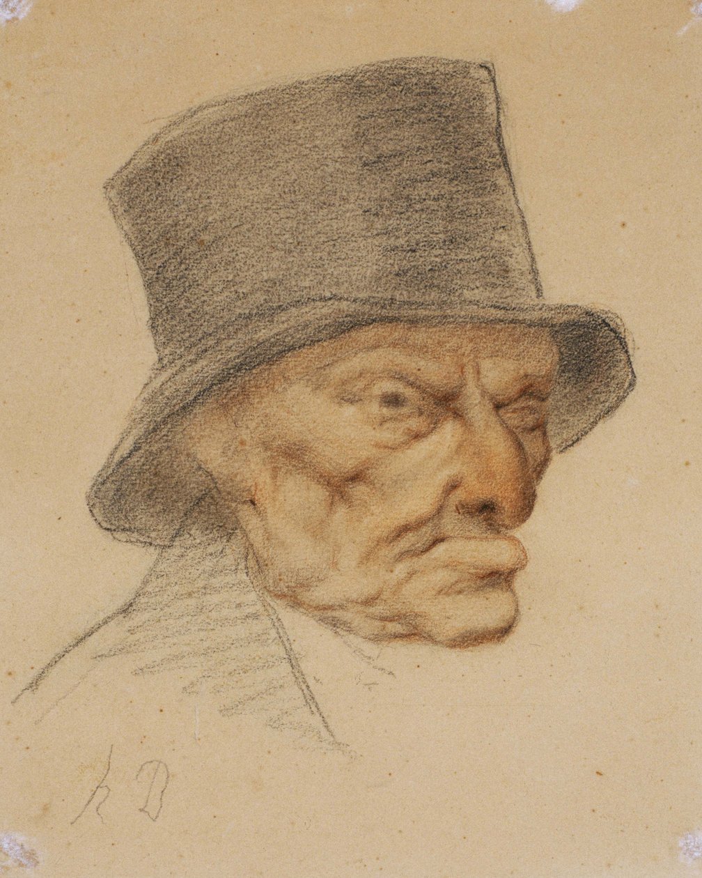 Huvud för en gammal man av Honoré Daumier