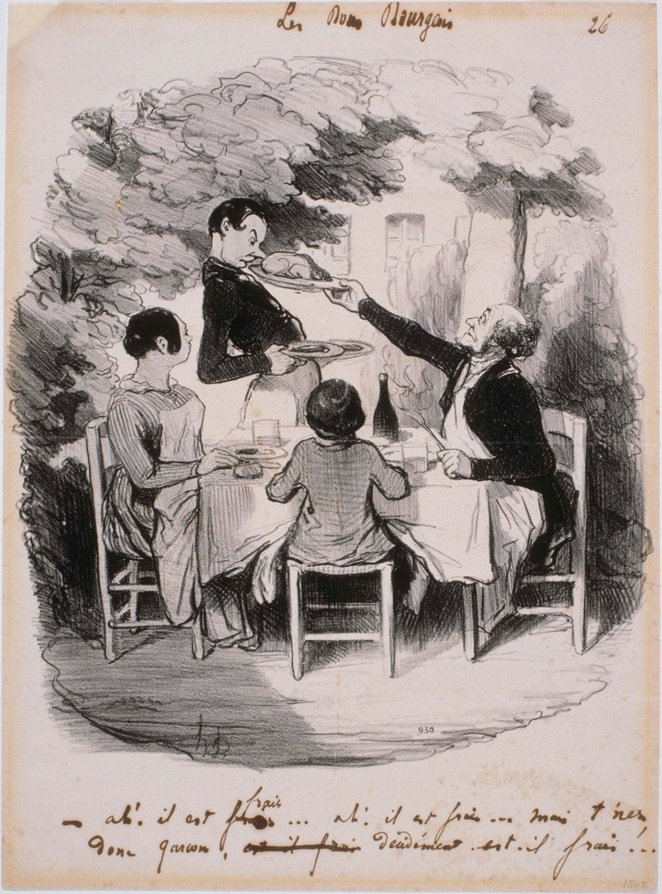 Les Bons Bourgeois- Ah! Il est frais...Mais tnez donc Garçon av Honoré Daumier
