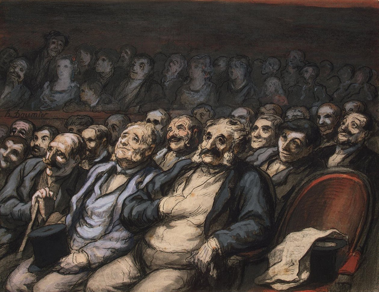 Orkesterplats, ca 1856 (penna och bläck med wc på papper) av Honoré Daumier