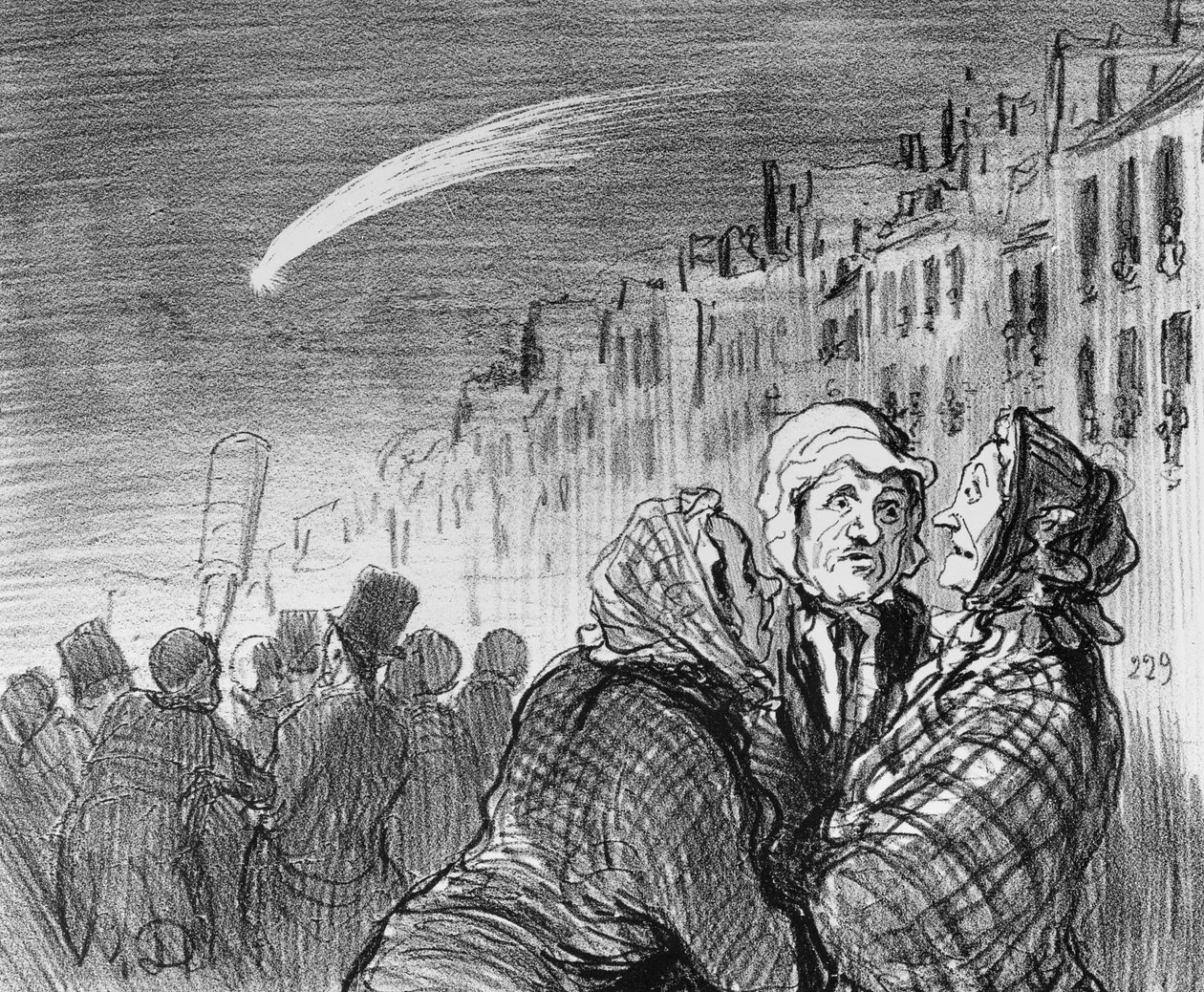 Serien "Actualites", Ah! ja de där kometerna de förutspår alltid stora olyckor, skylt 573, illustration från 